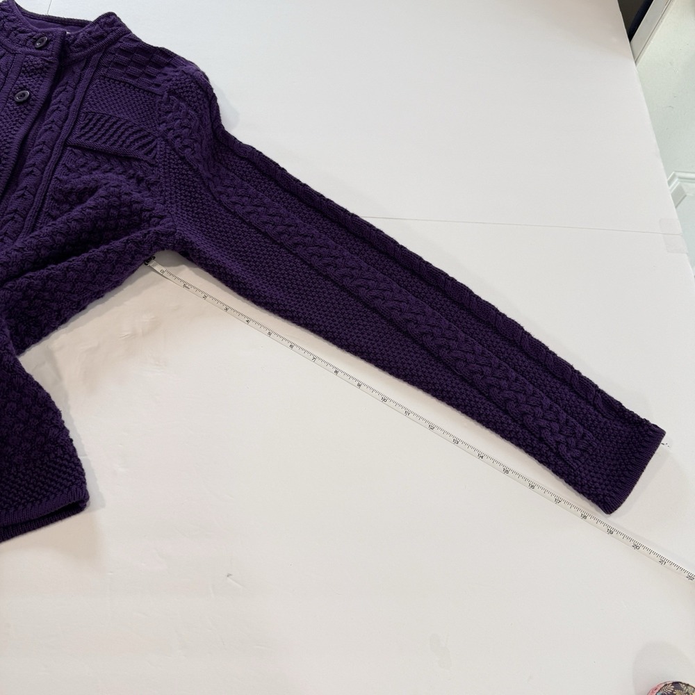 LL Bean Purple Stitchworks Button Up Cotton Cardigan Sweater Size XL - Picture 6 of 8